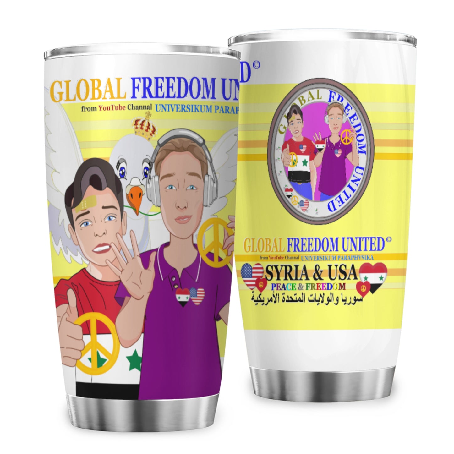Tumbler GLOBAL FREEDOM UNITED© Men Syria & USA Yellow