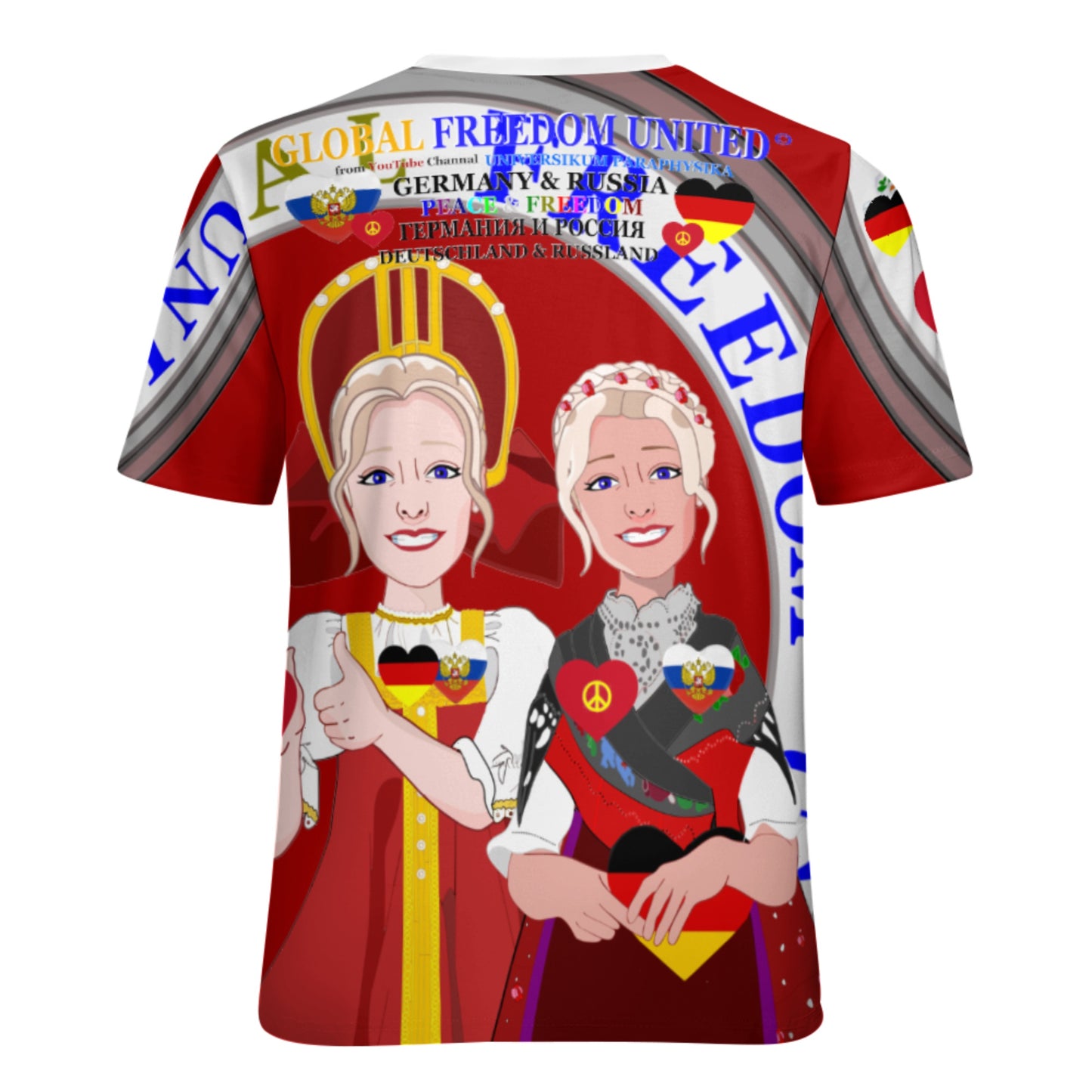 Women´s T-shirt 3 GLOBAL FREEDOM UNITED© Women Russia & Germany Red