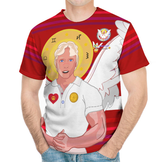 Men´s T-shirt Global Freedom United Archangel Michael Hebrew Red