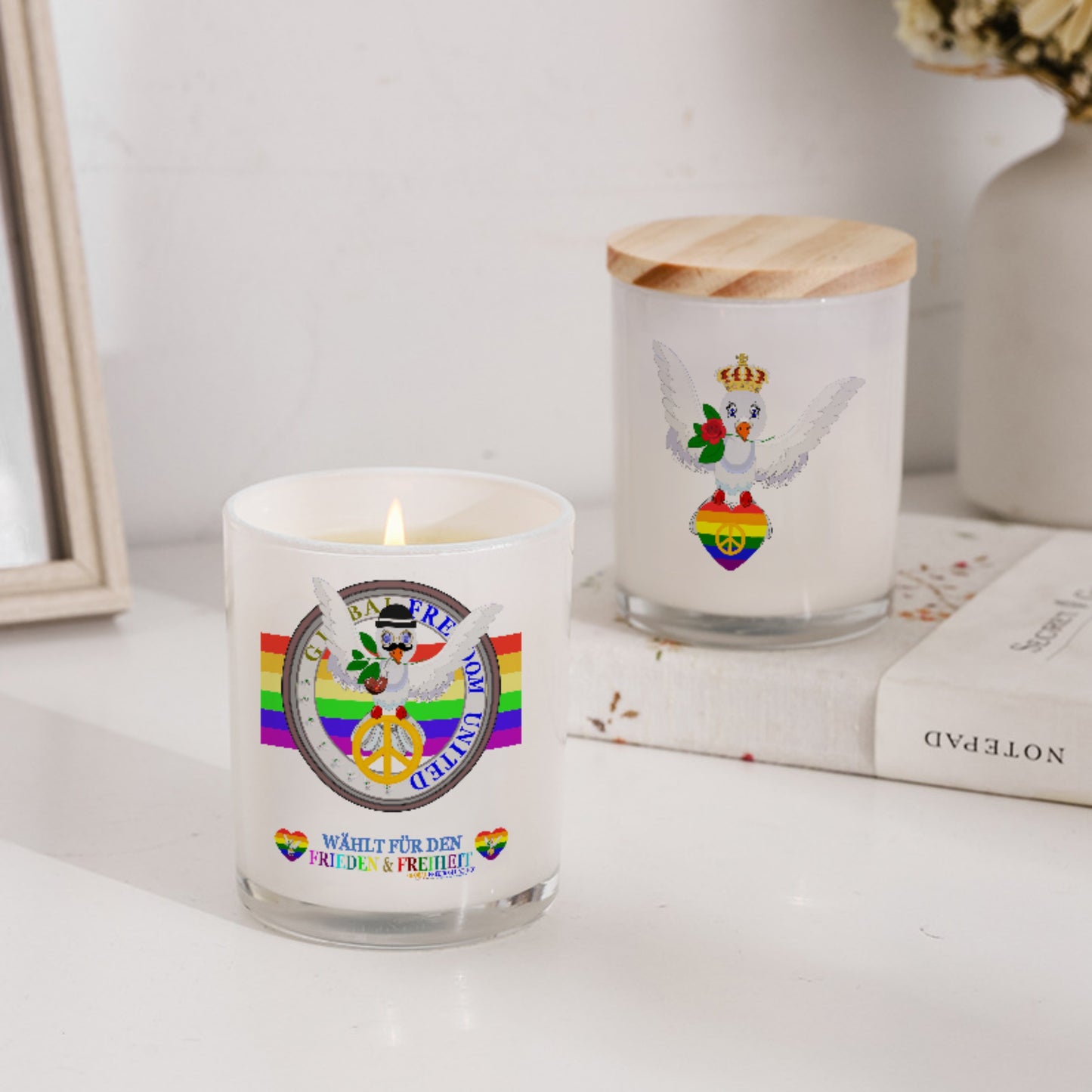 Scented Soy Candle Global Freedom United Dove Of Peace German