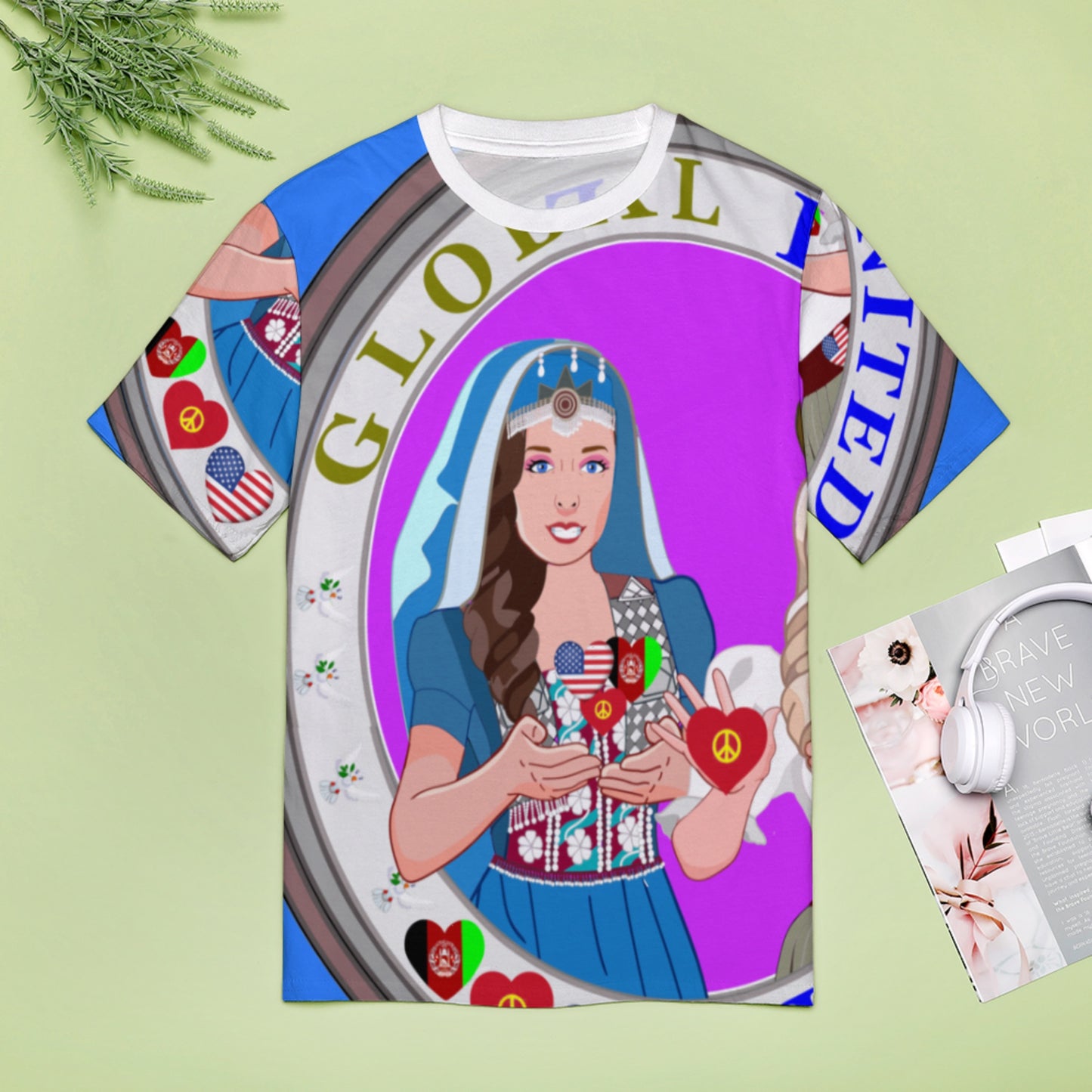 Women´s T-Shirt 3 GLOBAL FREEDOM UNITED© Women AFGHANISTAN & USA Blue