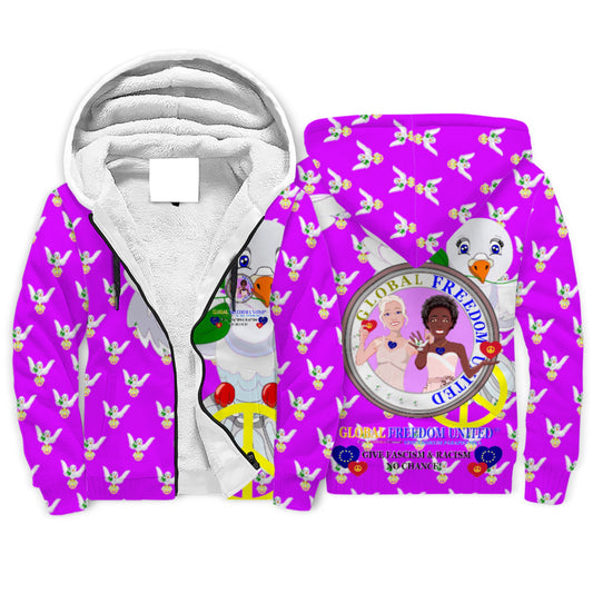 Plush Hoodie GLOBAL FREEDOM UNITED© Women Anti Fascism & Racism EU Lilac