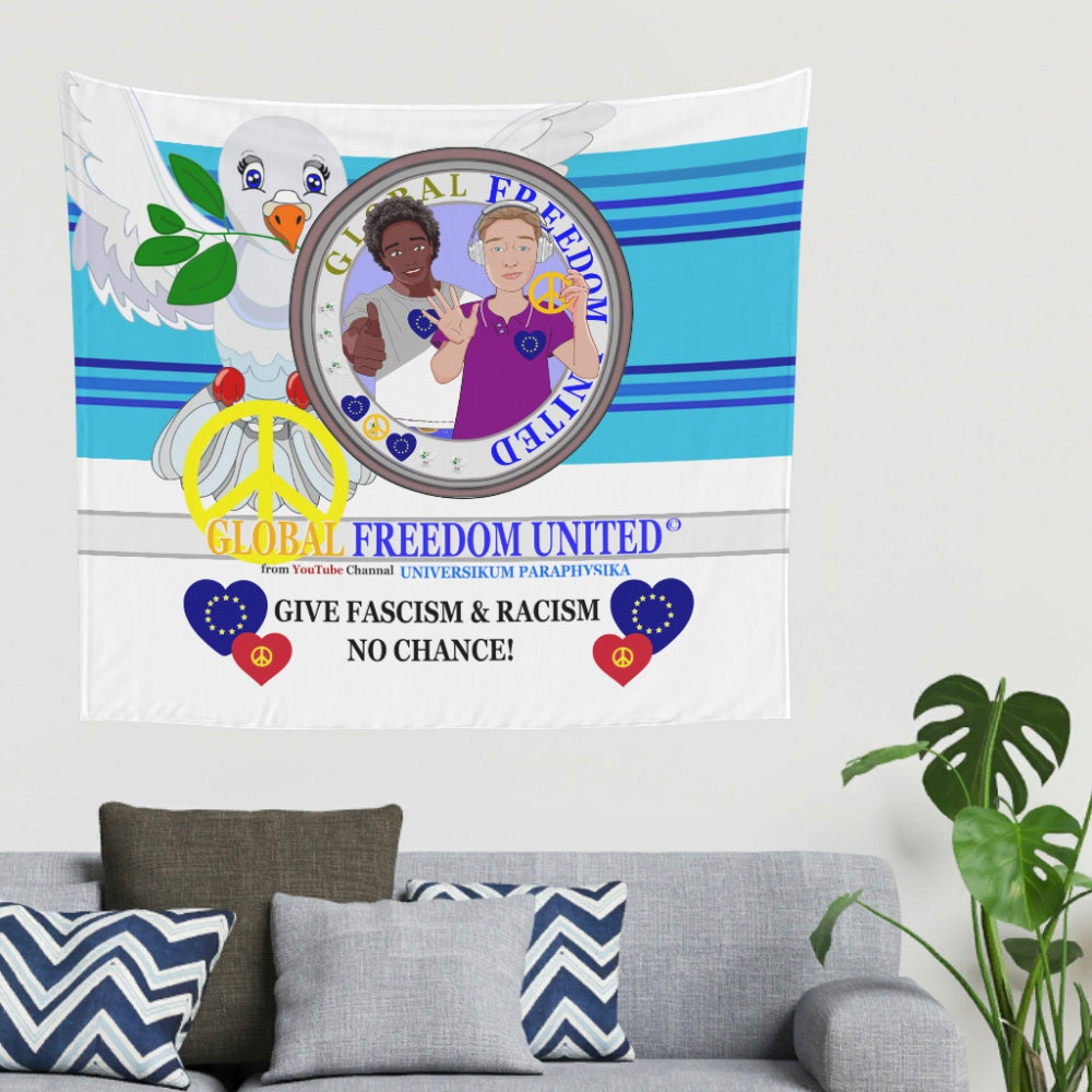 Tapestry GLOBAL FREEDOM UNITED© Men Anti Fascism & Racism EU Blue 2