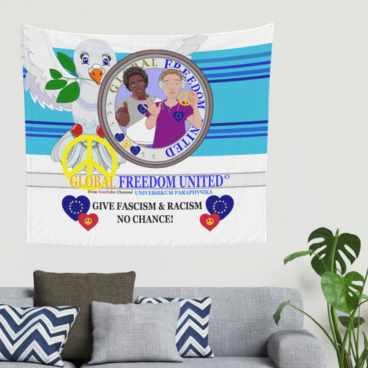 Tapestry GLOBAL FREEDOM UNITED© Men Anti Fascism & Racism EU Blue 2