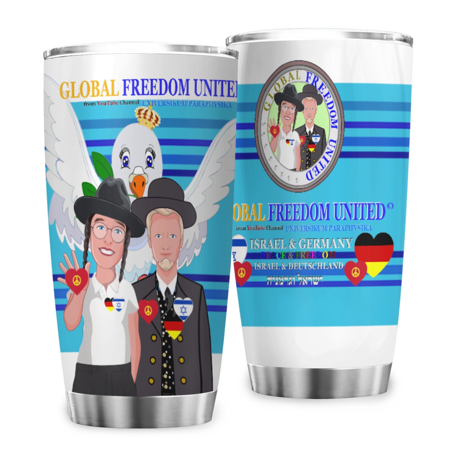 Tumbler GLOBAL FREEDOM UNITED© Men Israel & Germany Blue