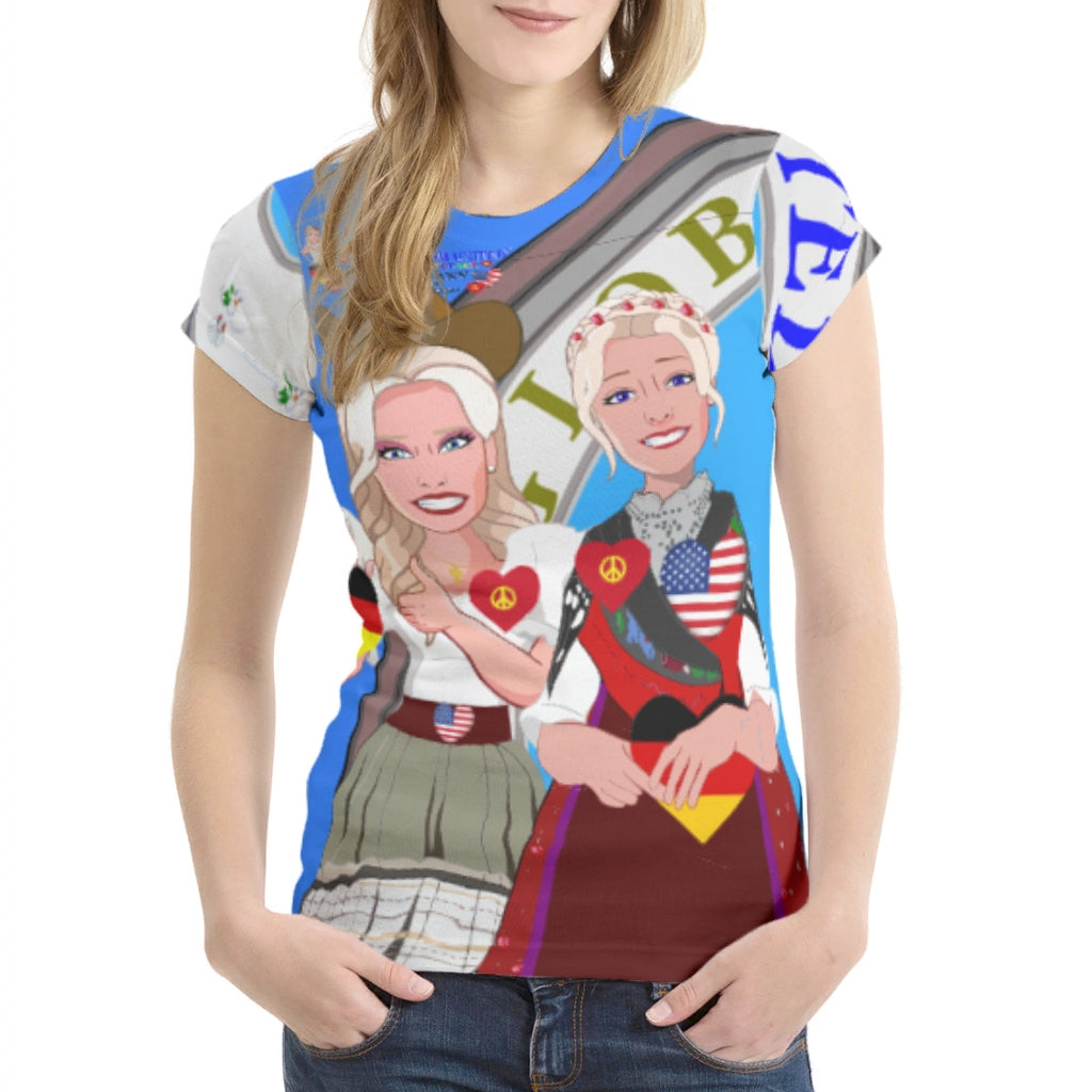 Women´s T-Shirt GLOBAL FREEDOM UNITED© Women USA & Germany Blue