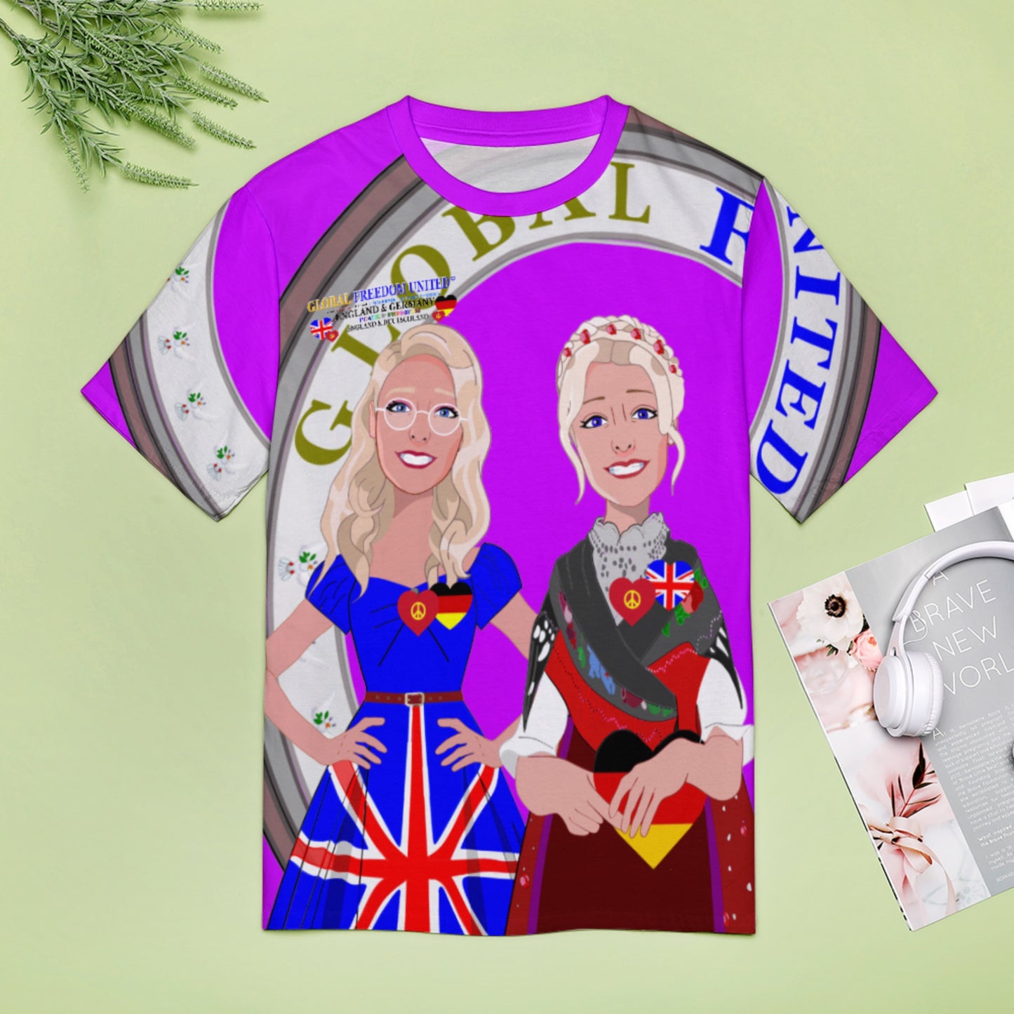 Women´s T-shirt 2 GLOBAL FREEDOM UNITED© Women England & Germany  Lilac