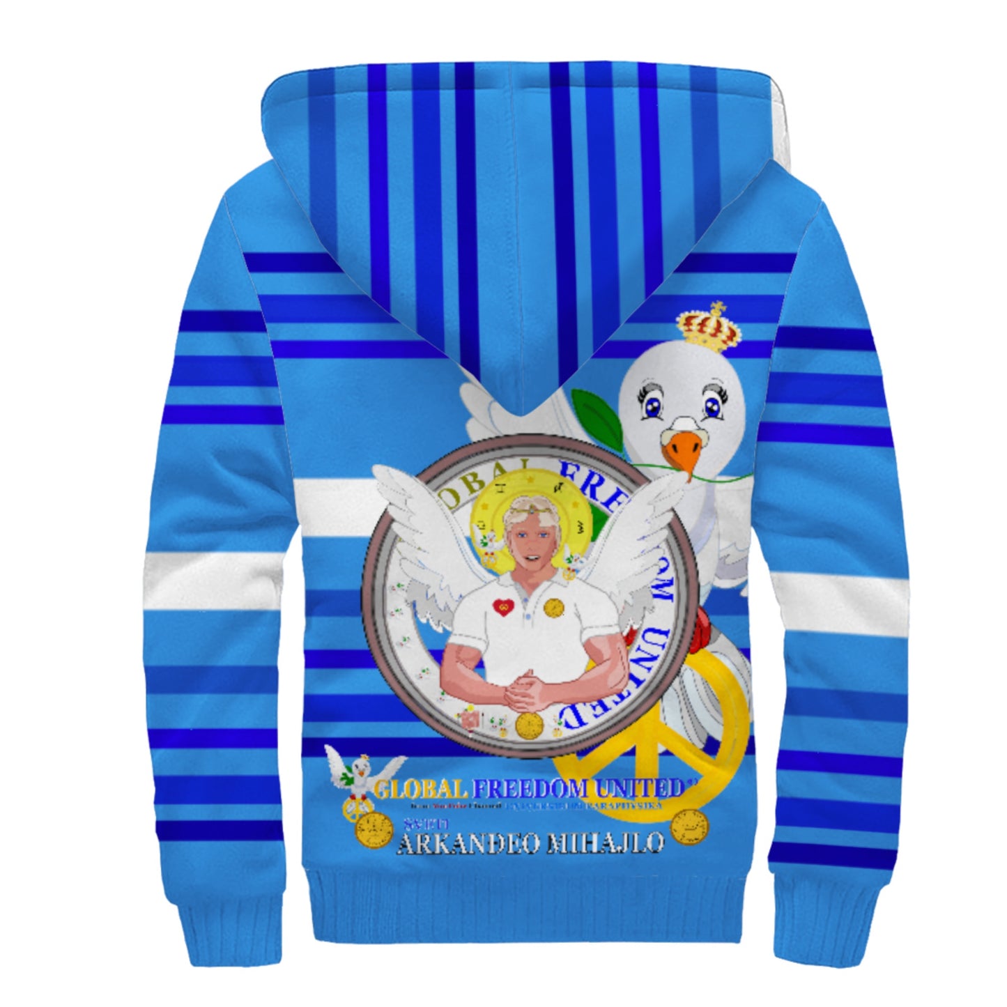 Plush Hoodie Global Freedom United Archangel Michael Croatia V2 Deep Blue