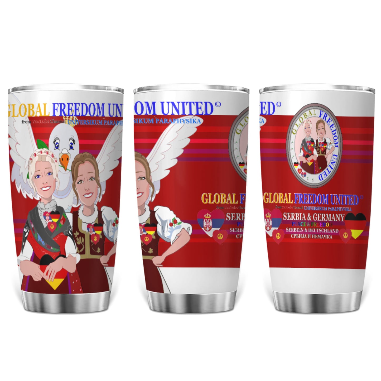 Tumbler GLOBAL FREEDOM UNITED© Women Serbia & Germany Red