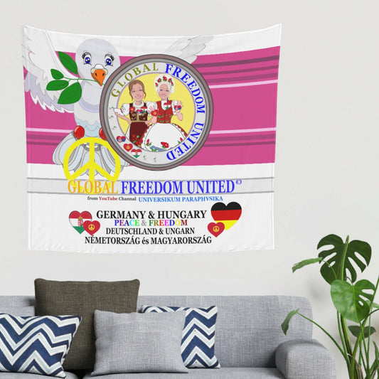 Tapestry GGLOBAL FREEDOM UNITED© Women Hungary & Serbia Old Peace Pink