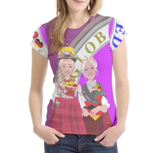 Women´s T-Shirt GLOBAL FREEDOM UNITED© Women Croatia & Germany V1 2 Lilac