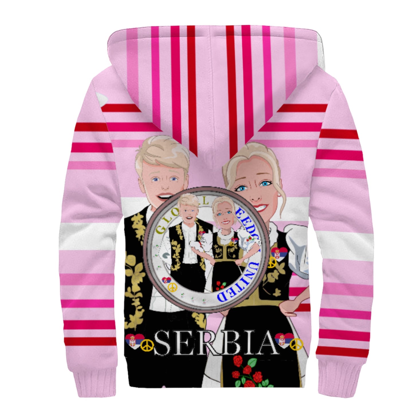 Plush Hoodie 1 Global Freedom United Couple Edition Serbia Pink2
