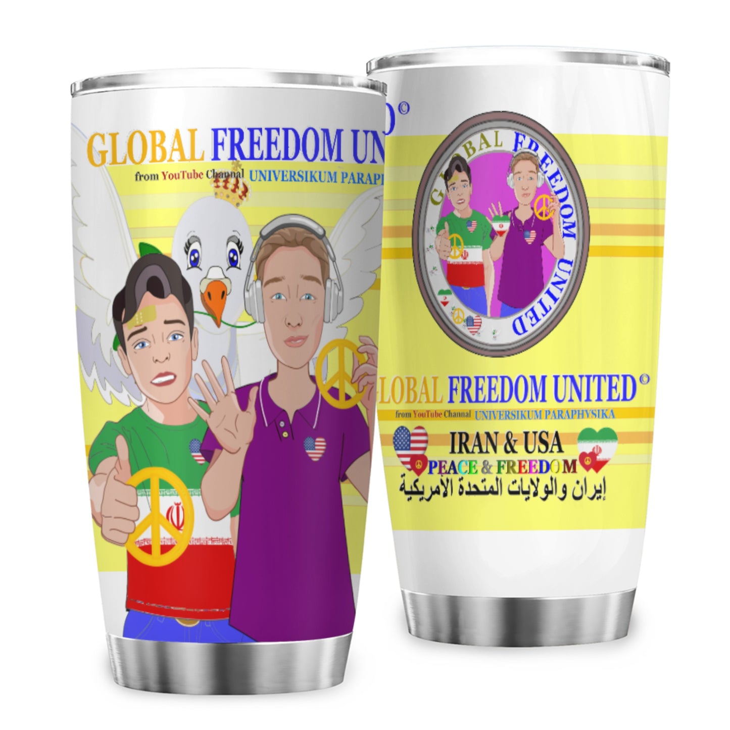 Tumbler GLOBAL FREEDOM UNITED© Men Iran & USA Yellow
