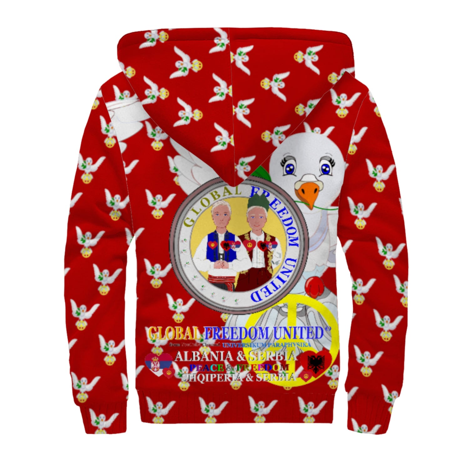 Plush Hoodie GLOBAL FREEDOM UNITED© Men Albania & Serbia Red