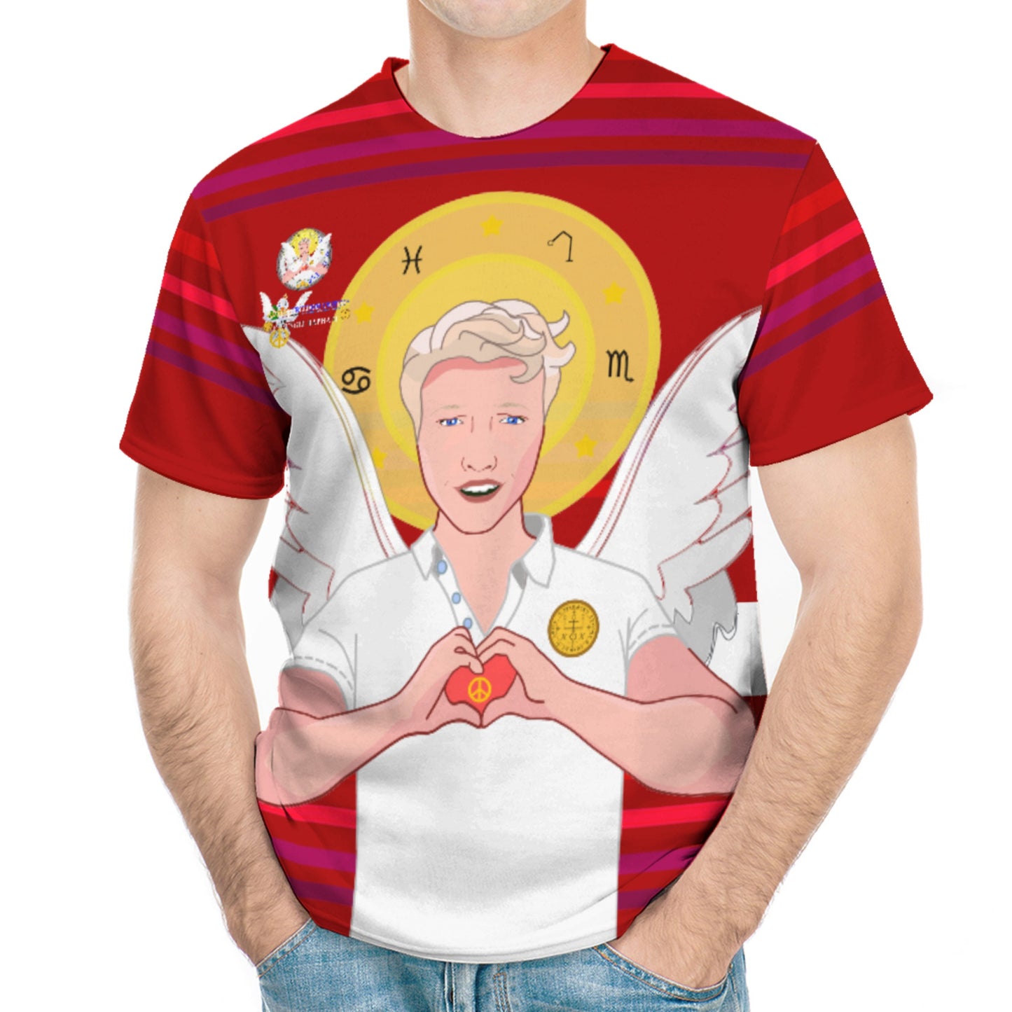 Men´s T-shirt Global Freedom United Archangel Raphael German Red