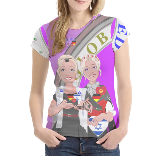 Women´s T-shirt GLOBAL FREEDOM UNITED© Israel & Germany Old Peace Version 2 Lilac