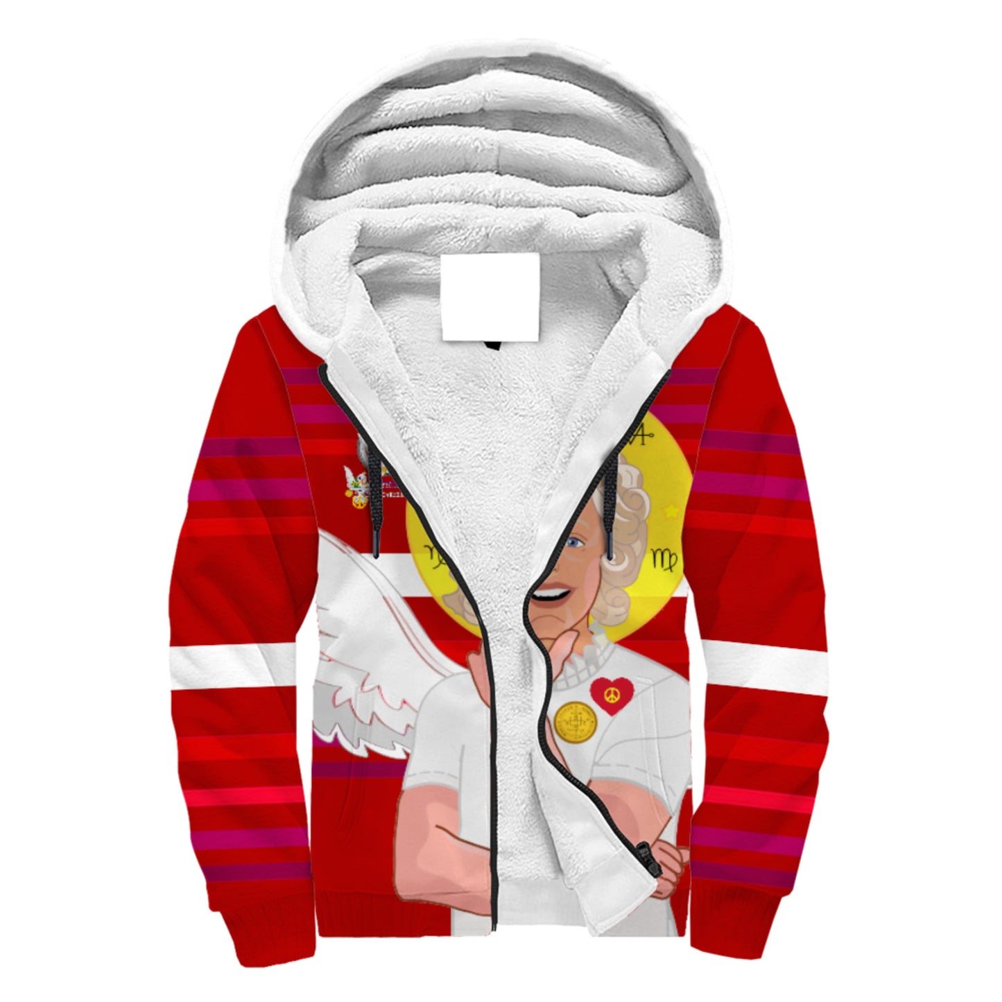 Plush Hoodie Global Freedom United Archangel Gabriel German Red