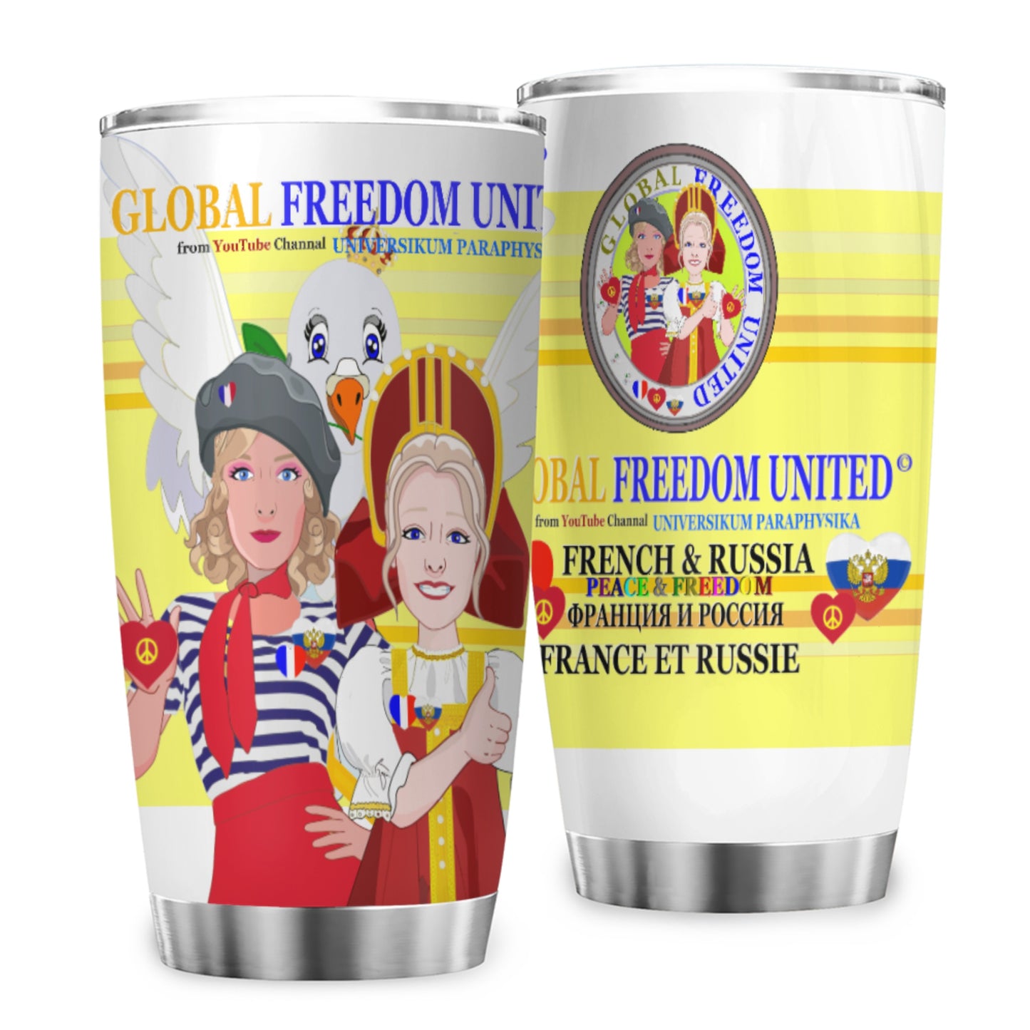 Tumbler Global Freedom United Women French & Russia Old Peace Yellow