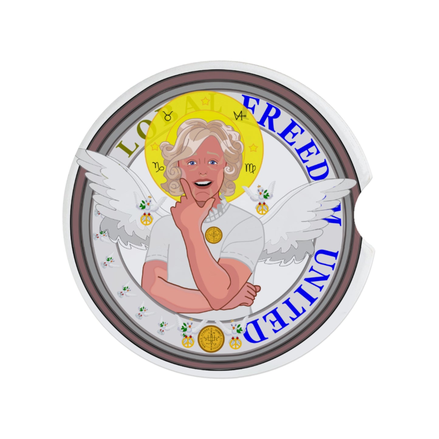 Ceramic Car Coaster GLOBAL FREEDOM UNITED© Archangel Gabriel