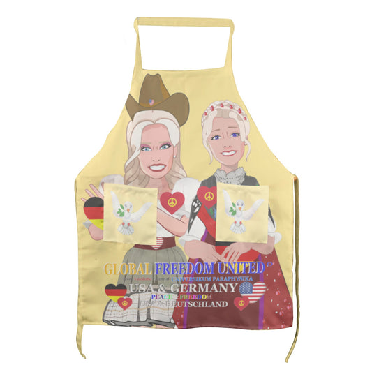 Apron GLOBAL FREEDOM UNITED© Women USA & Germany Yellow