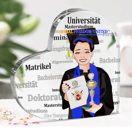 Acryl Heart Global Freedom United Asia Student Girl Gold Place