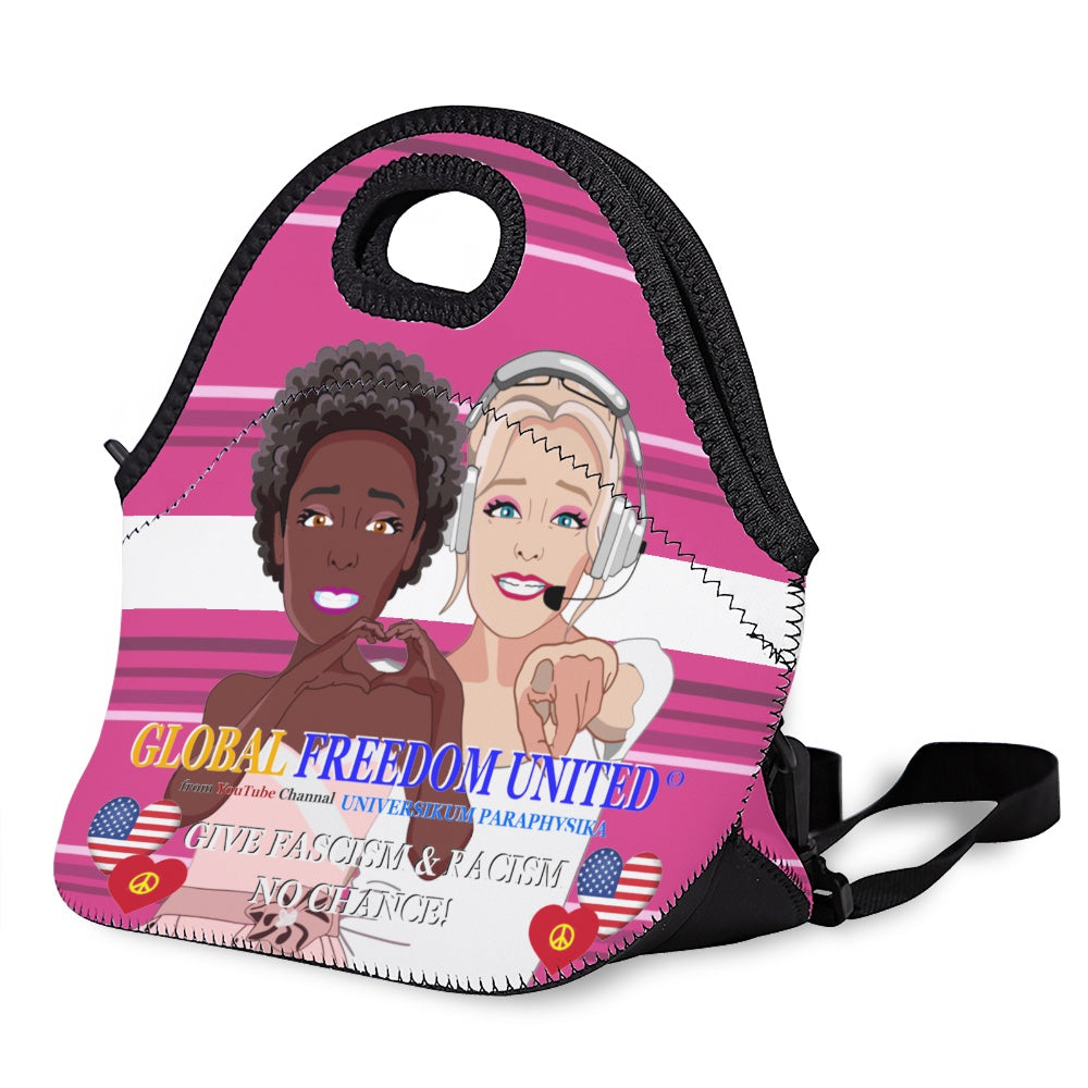 Meal Bag With Strap GLOBAL FREEDOM UNITED© Women Anti Fascism & Racism USA Pink 1
