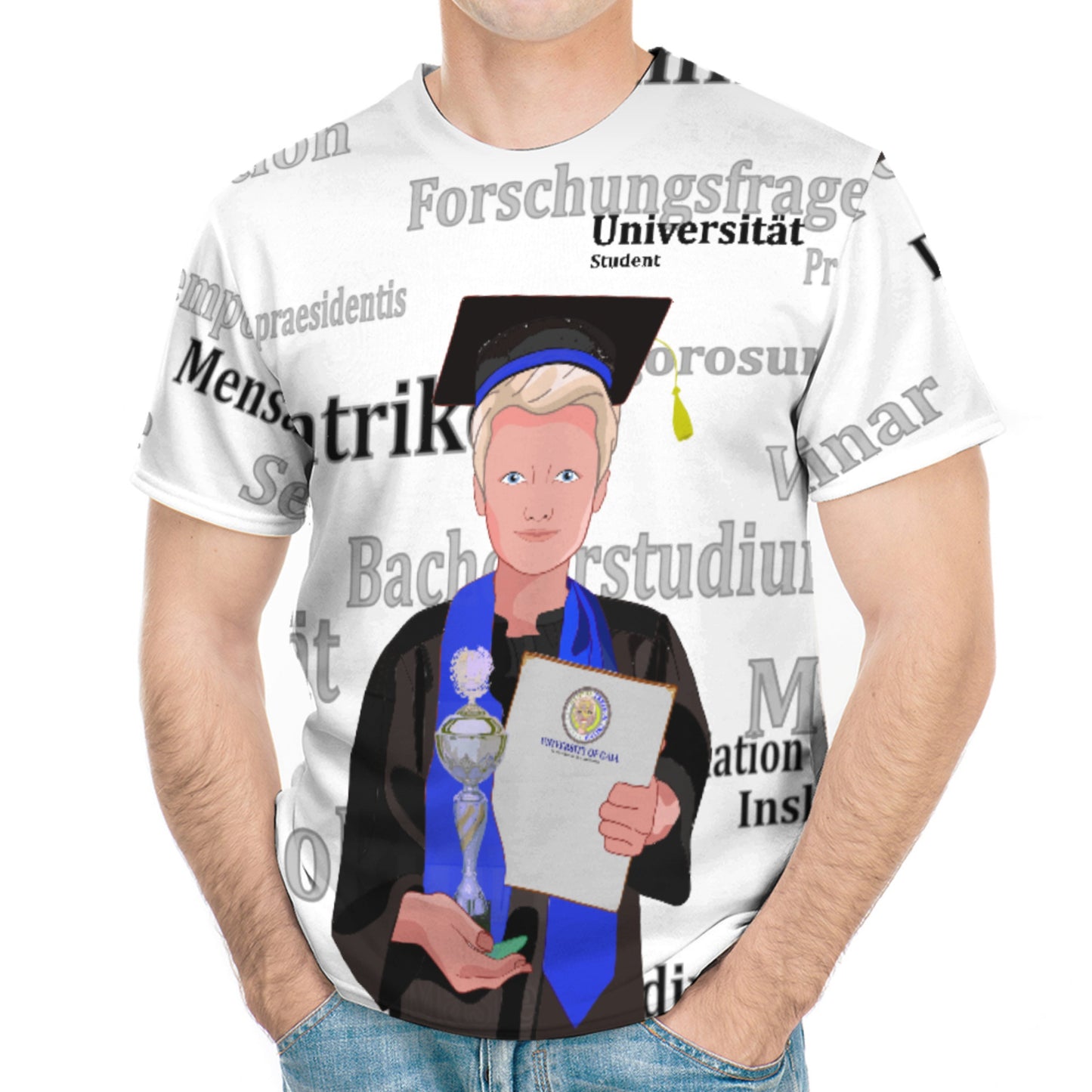 Men´s T-shirt  Global Freedom United Student Boy Silver Place Blond Hair 1