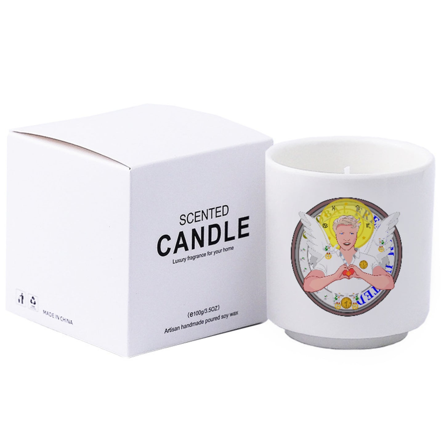 Ceramic Aromatherapy Candle GLOBAL FREEDOM UNITED© Archangel Rafael German