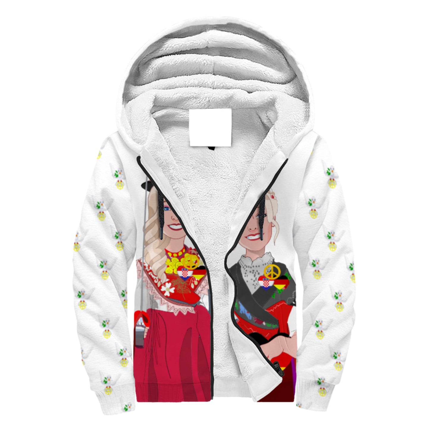 Plush Hoodie GLOBAL FREEDOM UNITED© Women Croatia & Germany Big