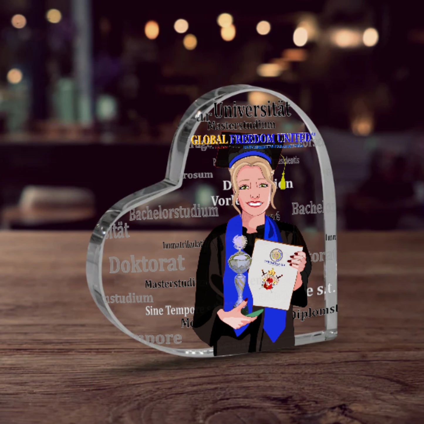 Acryl Heart Global Freedom United Student Girl Silver Place Blond Hair 4