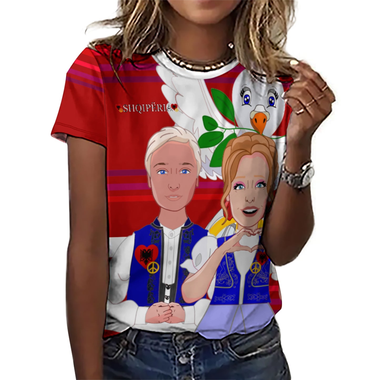 Women´s T-shirt 3 GLOBAL FREEDOM UNITED© Couple Albania Red