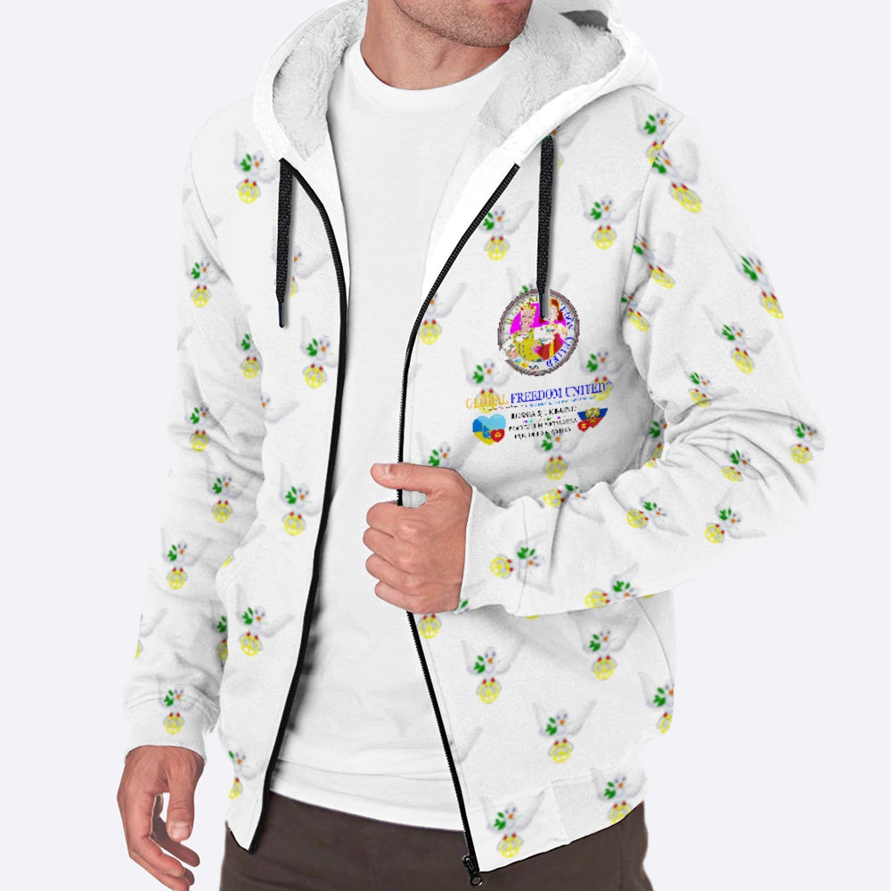 Plush Hoodie GLOBAL FREEDOM UNITED© Women Ukraina & Russia Wight