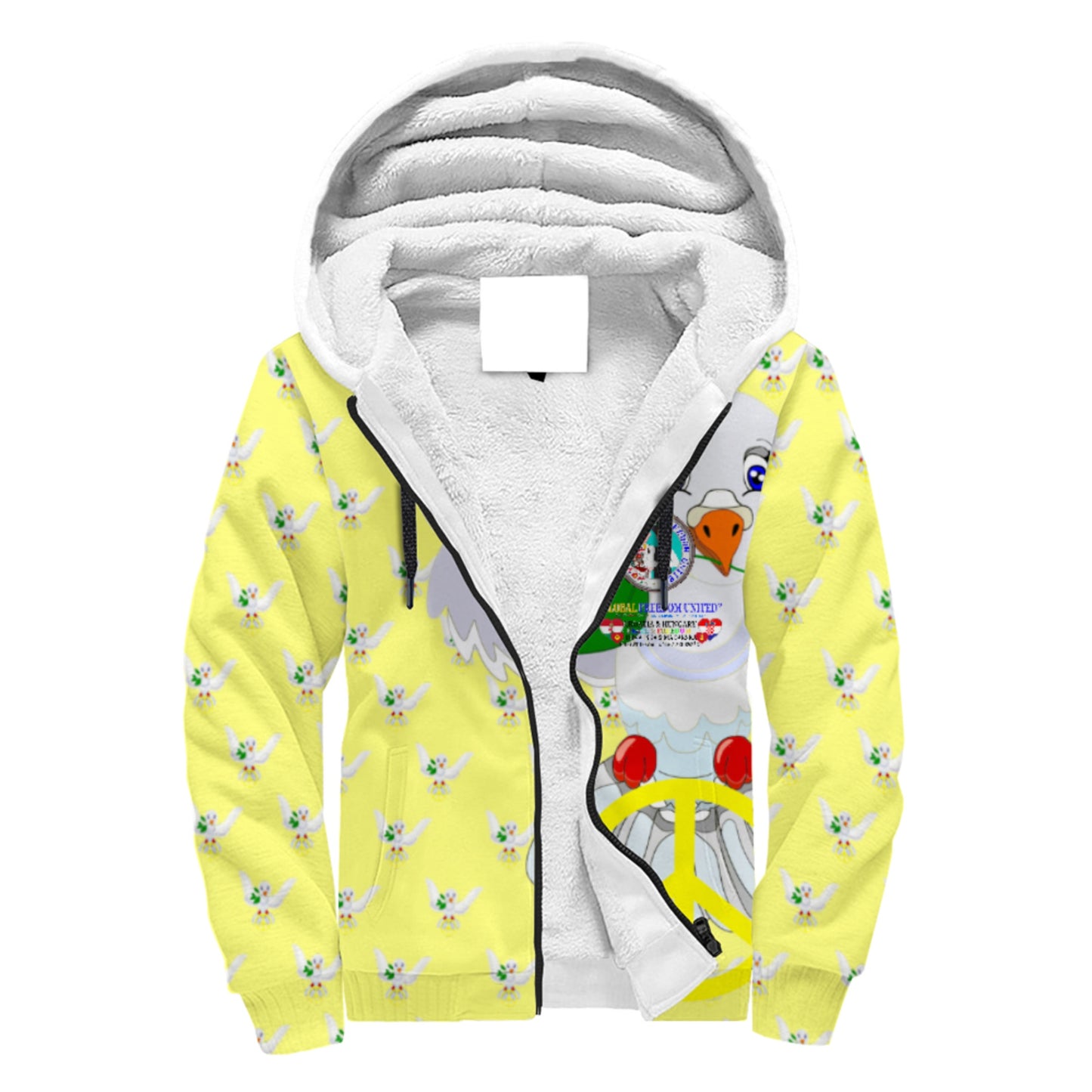 Plush Hoodie GLOBAL FREEDOM UNITED© Men Croatia & Hungary Yellow