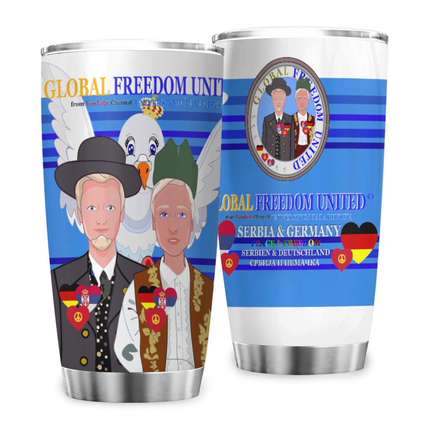 Tumbler GLOBAL FREEDOM UNITED© Men Serbia & Germany Deep Blue