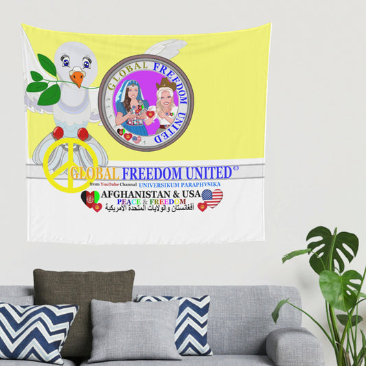 Tapestry GLOBAL FREEDOM UNITED© Women AFGHANISTAN & USA Yellow