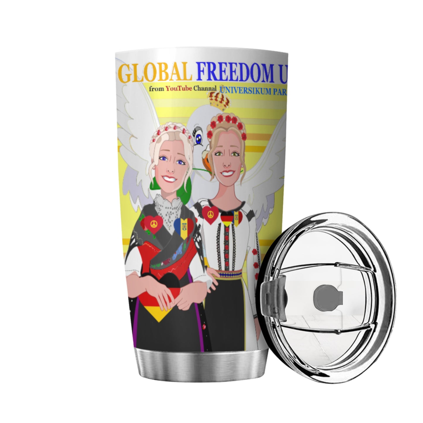 Tumbler Global Freedom United Women Romania & Germany Old Peace Yellow