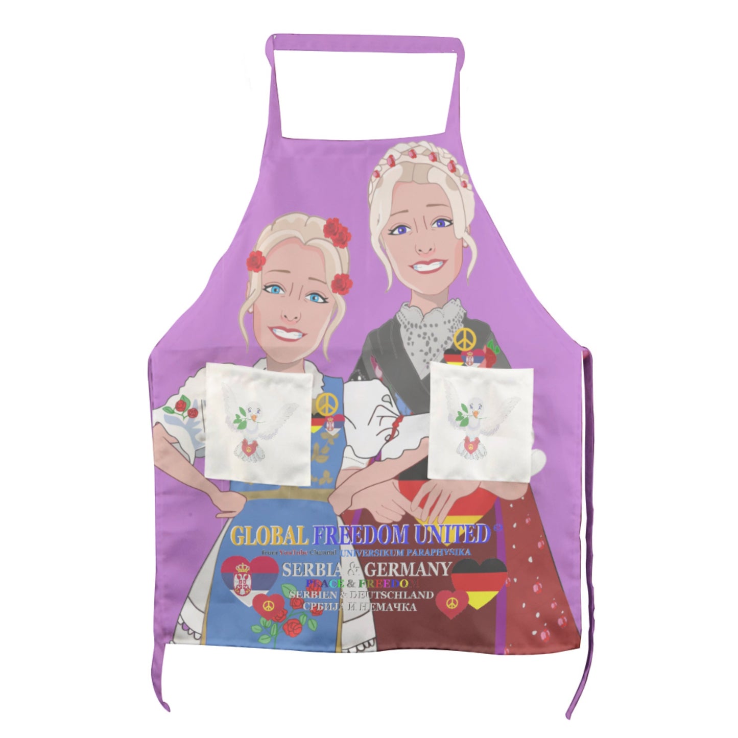 Apron GLOBAL FREEDOM UNITED© Women Serbia & Germany Lilac