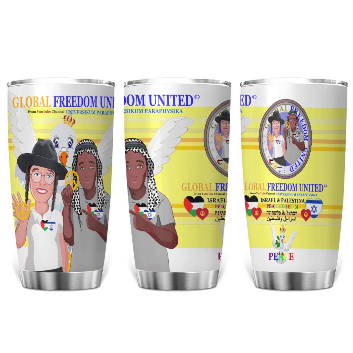 Tumbler Global Freedom United Men Palestina & Israel Yellow
