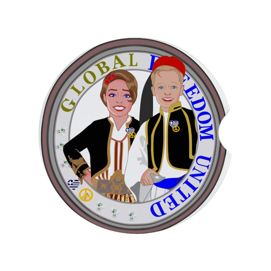 Ceramic Car Coaster GLOBAL FREEDOM UNITED© Couple Edition Greece
