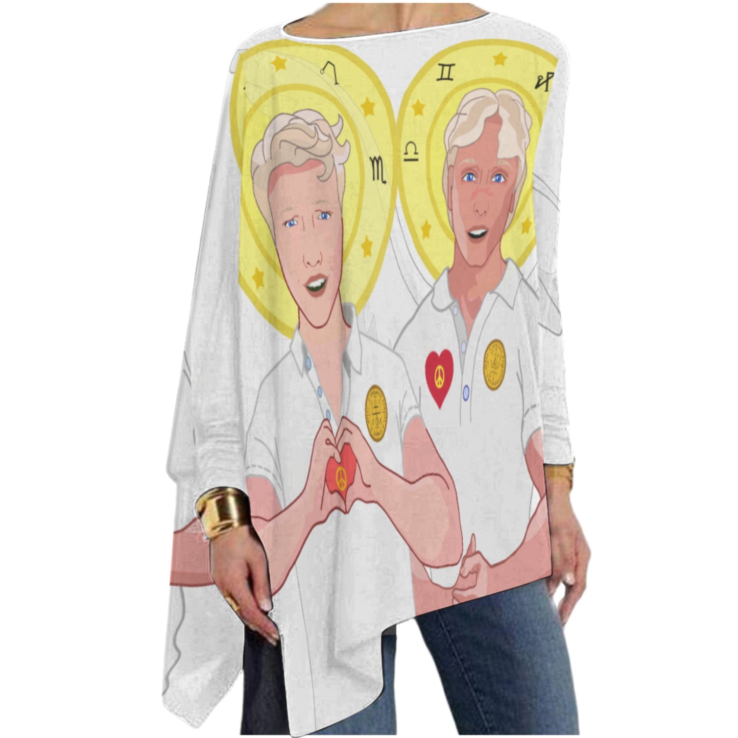 Pullover Long Sleeve T-shirt GLOBAL FREEDOM UNITED© Archangel Michael & Rafael