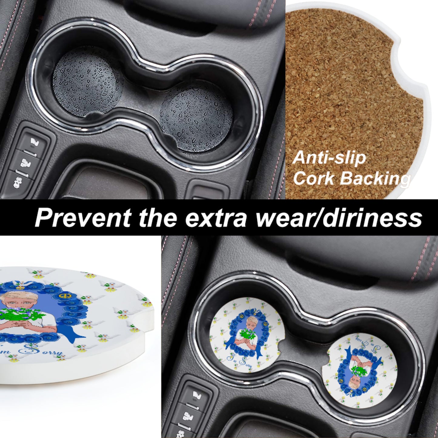 Cermaic Car Coaster Global Freedom United I´m Sorry From A Boy