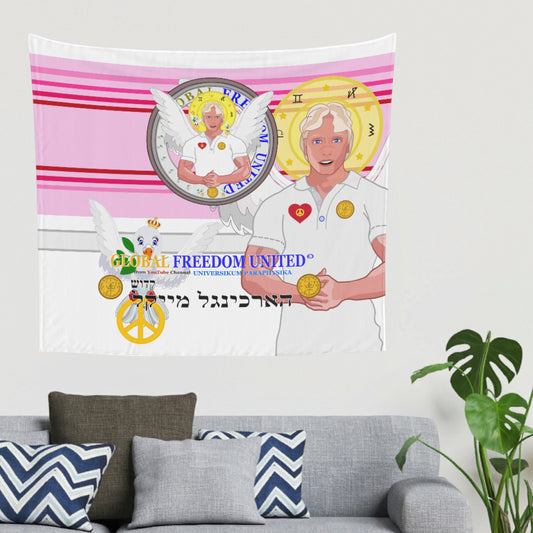 Tapestry Global Freedom United Archangel Michael Hebrew  Pink 2