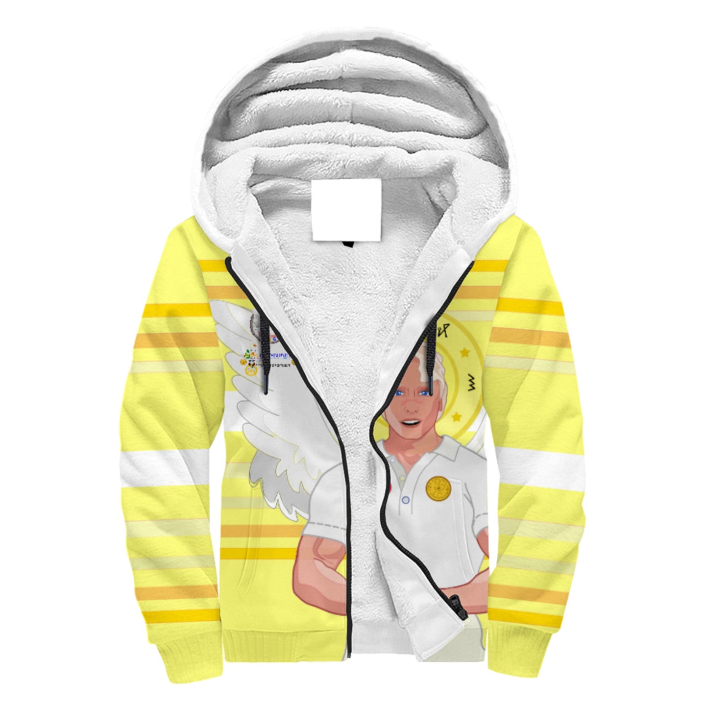 Plush Hoodie Global Freedom United Archangel Michael Hebrew Yellow