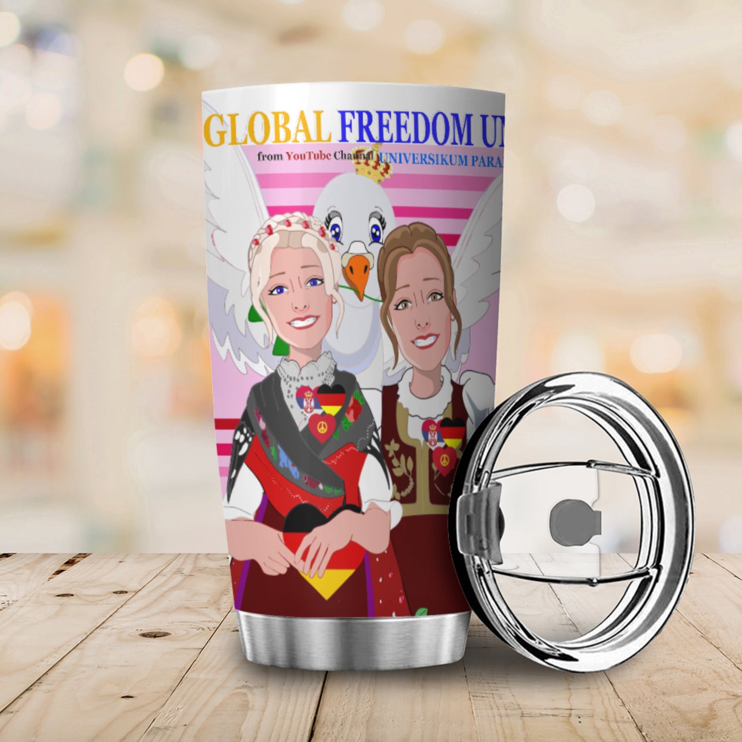 Tumbler GLOBAL FREEDOM UNITED© Women Serbia & Germany Pink2
