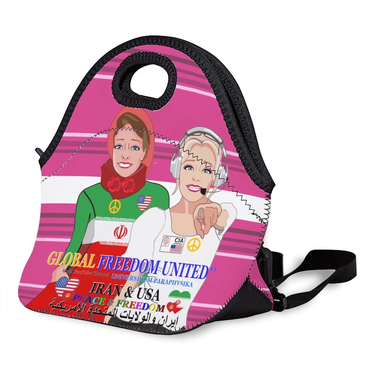Leather Meal Bag GLOBAL FREEDOM UNITED© Women Iran & USA Pink