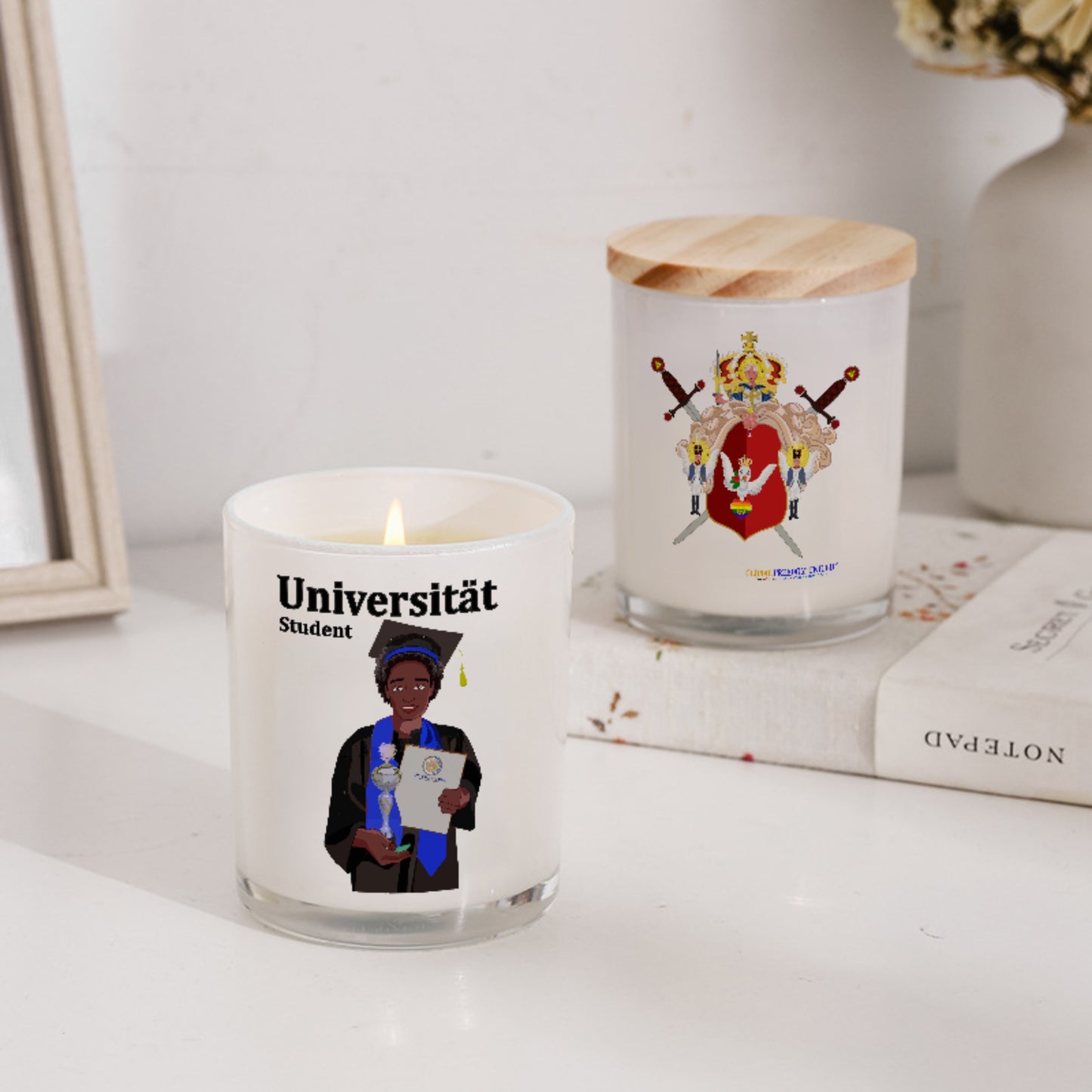 Scented Soy Candle Global Freedom United Afro Student Boy Silver Place