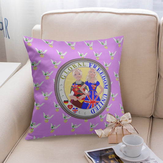 GLOBAL FREEDOM UNITED© Women ENGLAND & GERMANY Lilac 18'' Square Pillow Cover