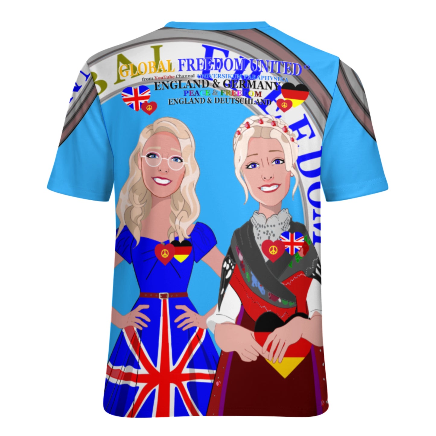 Women´s T-shirt 2 GLOBAL FREEDOM UNITED© Women England & Germany  Blue