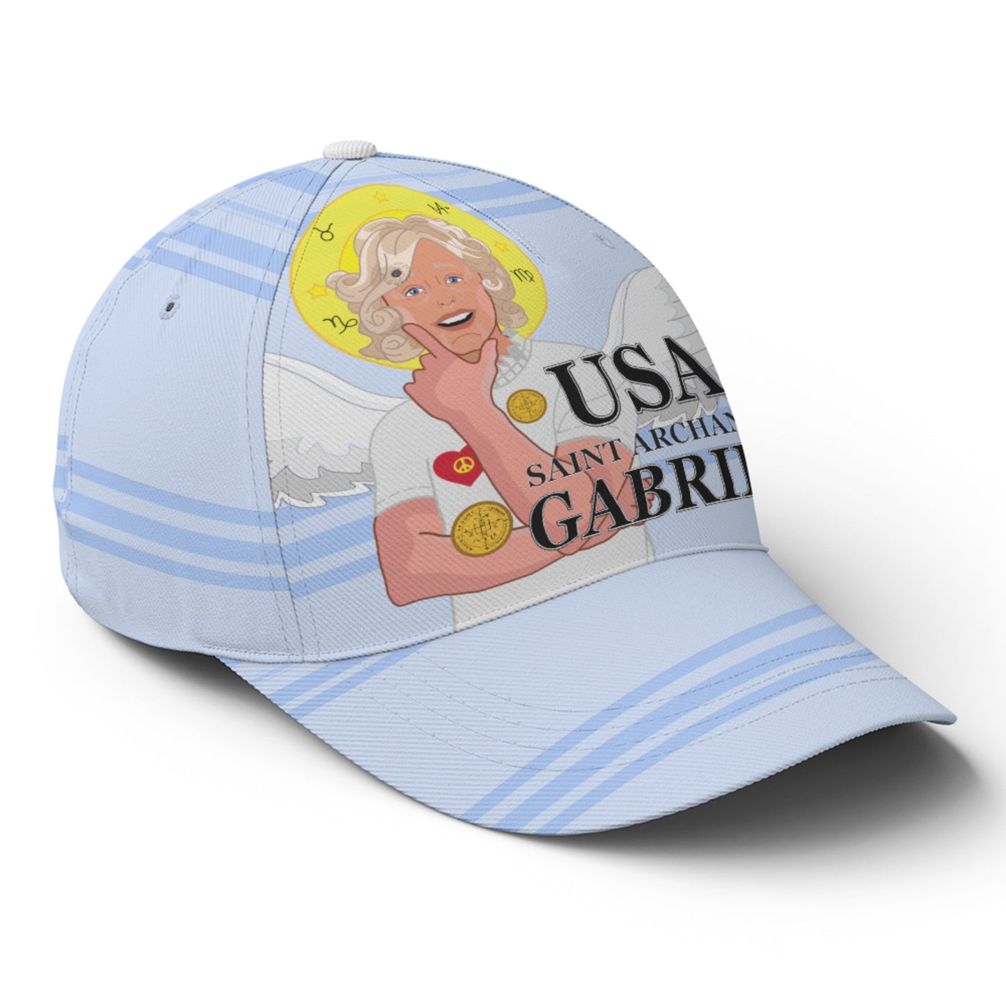 Basketball Cap Global Freedom United Archangel Gabriel Usa Light Blue