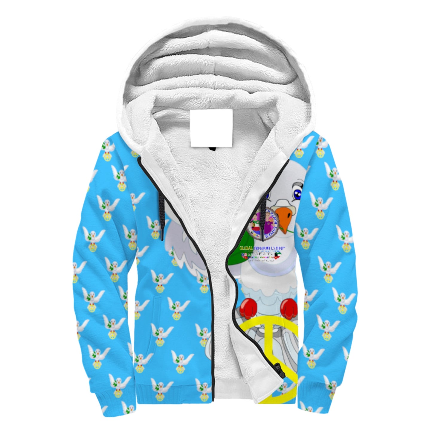 Plush Hoodie GLOBAL FREEDOM UNITED© Men Kuwait & USA Blue